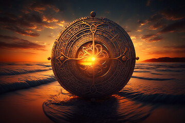 astrolabe sunset. Generative AI	