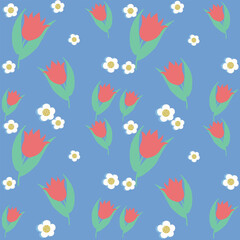 seamless floral pattern with flowers seamless pattern with flowers spring greeting card,spring tulips,spring flowers,daisies,tulips,red,green