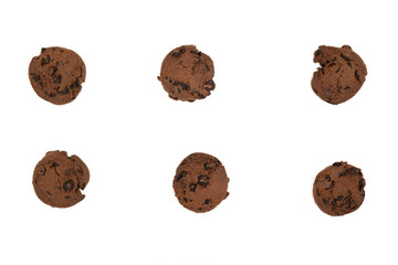 Chocolate cookies isolated on white.