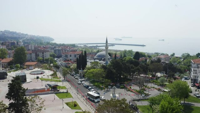 Aerial view of Tekirdag City landscape. 4K Footage in Turkey