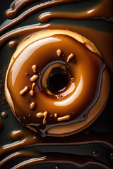 Sweet Boston cream donuts, top view. Generative AI.