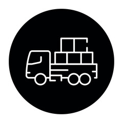 Cargo truck with goods olor line icon. Pictogram for web page