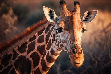 Giraffe Portrait. Illustration Generative AI