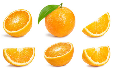 Collection orange slice. Orange isolated on white background. Orange fruit clipping path. Orange...