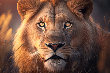 Lion Portrait. Illustration AI Generative