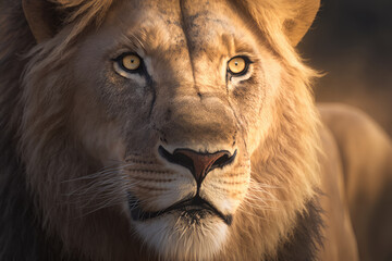 Fototapeta premium Lion Portrait. Illustration AI Generative