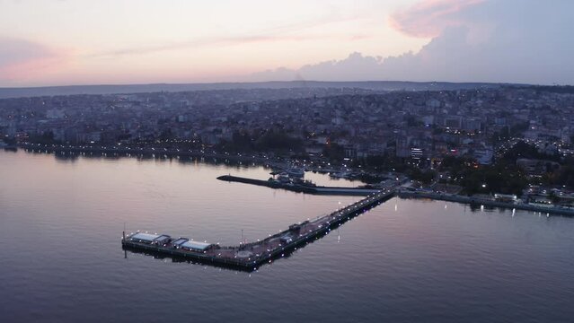 Aerial view of Tekirdag City landscape. 4K Footage in Turkey