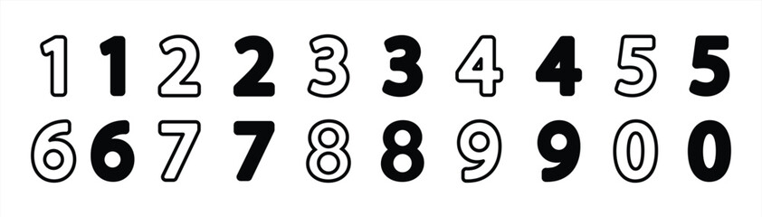 number icon set. bullet point number icon. flags 0 to 9 icon flat and outline on transparent background, vector illustration