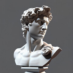 Head of statue, David sculpture bust, 3D gypsum head. Generative Ai. Y2K trendy style. - obrazy, fototapety, plakaty