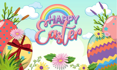 Fototapeta na wymiar Happy Easter Greeting Banner Design