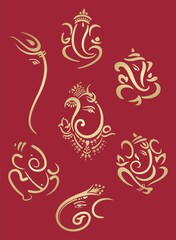 Ganesha, Aum, Hindu wedding card, Diwali, India	