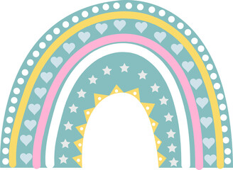 Organic Rainbow illustration in bohemian style