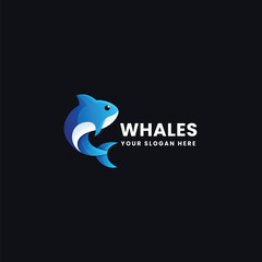 Whale Gradient Logo Icon Illustration