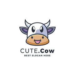 Cute Cow Logo Cartoon Illustration