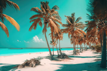 Obraz na płótnie Canvas Tropical Island Background. Illustration AI Generative