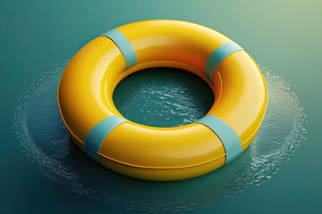 Yellow Pool Ring Float. Illustration AI Generative