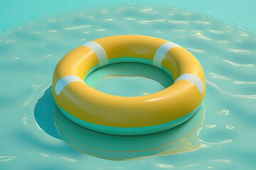 Yellow Pool Ring Float. Illustration AI Generative