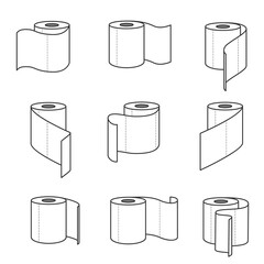 Collection of toilet paper rolls icons. Illustration on transparent background