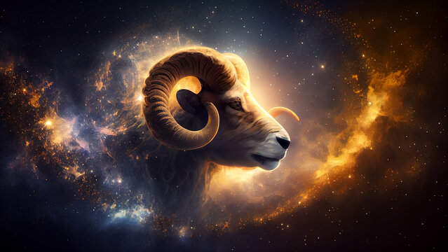 Mouflon ram in space. Elements of this image are furnished by NASA