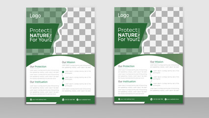 Natuer flyer, design template , annual report, Modern green leaflet, environment design.