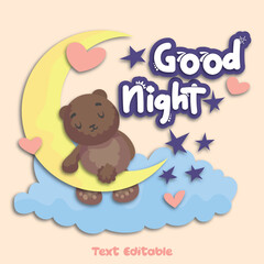 Good Night paper cut background design