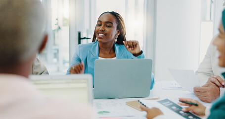 Business meeting, diversity team and people talking, planning and brainstorming in collaboration at corporate office. Accounting inclusion men and women at table for finance, budget report and growth