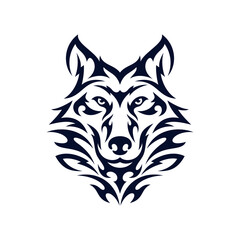 Tribal Wolf Head Logo. Tattoo Design. Animal Stencil Vector Illustration