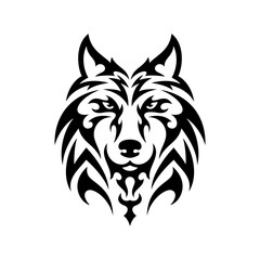 Fototapeta premium Tribal Wolf Head Logo. Tattoo Design. Animal Stencil Vector Illustration