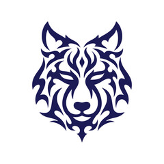 Tribal Wolf Head Logo. Tattoo Design. Animal Stencil Vector Illustration