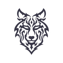 Tribal Wolf Head Logo. Tattoo Design. Animal Stencil Vector Illustration