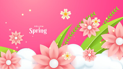Gradient soft pink spring floral background vector