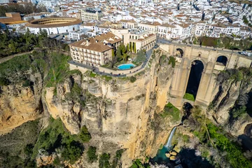 Selbstklebende Fototapete Ronda Puente Nuevo Aerial vbiew above the beautiful Spanish city of Ronda in southern Spain