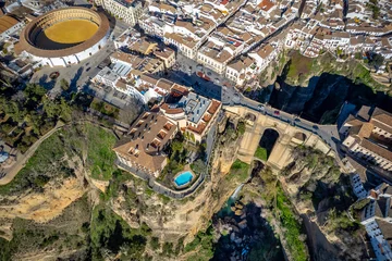 Papier Peint photo Ronda Pont Neuf Aerial vbiew above the beautiful Spanish city of Ronda in southern Spain