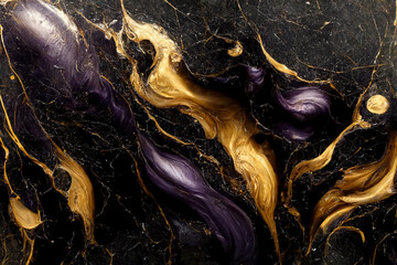 Abstract luxury purple and gold marble background. AI	