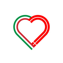 unity concept. heart ribbon icon of italy and denmark flags. PNG