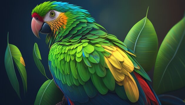 tropical parrot digital art illustration