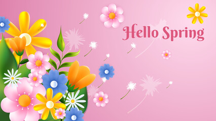 Fototapeta na wymiar Hello spring. Pastel pink abstract nature spring Background vector