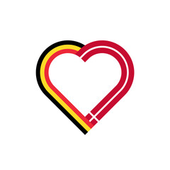 unity concept. heart ribbon icon of belgium and denmark flags. PNG