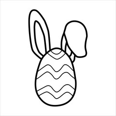 Easter egg with bunny ears doodle vector illustration isolated on white
