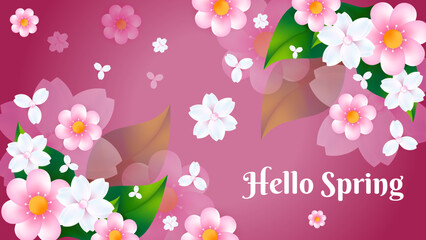 Beautiful pink spring floral background template. Floral background vector design