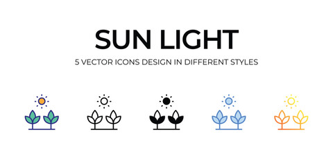 sun light Icon Design in Five style with Editable Stroke. Line, Solid, Flat Line, Duo Tone Color, and Color Gradient Line. Suitable for Web Page, Mobile App, UI, UX and GUI design.