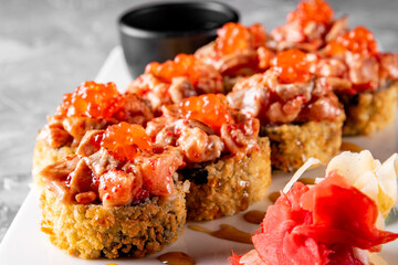 set of sushi roll in plate