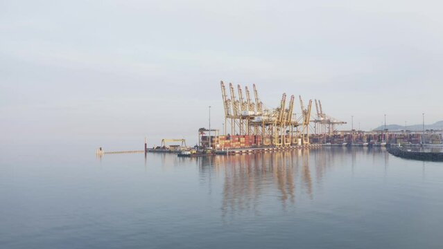 Aerial view of Tekirdag Harbour. 4K Footage in Turkey