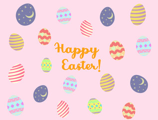 happy easter greeting card with set of eggs