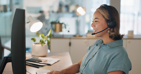 CRM, customer service or woman wave on video call for telemarketing, support or communication. Sales advisor, call center or girl employee for contact us, sales consulting or B2B customer support