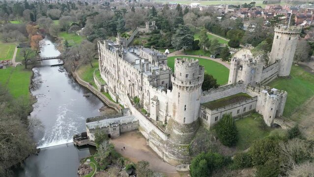 Warwick Castle Warwickshire UK Drone, Aerial, view from air, birds eye view,