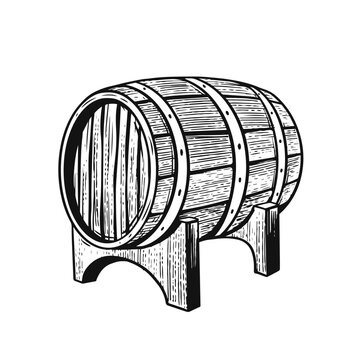 recommend clip art: Monochrome engraving style wine barrel vector art