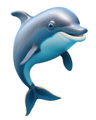 Obraz premium Cute Dolphin, isolated background. Generative Ai