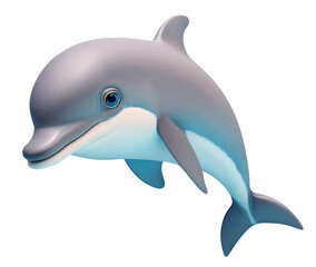 Dolphin, 3D style, isolated background. Generative Ai