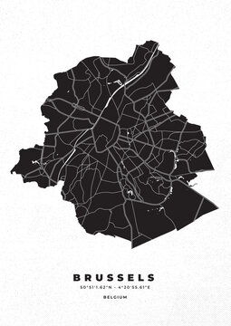 Brussels City Map Vector Poster	
